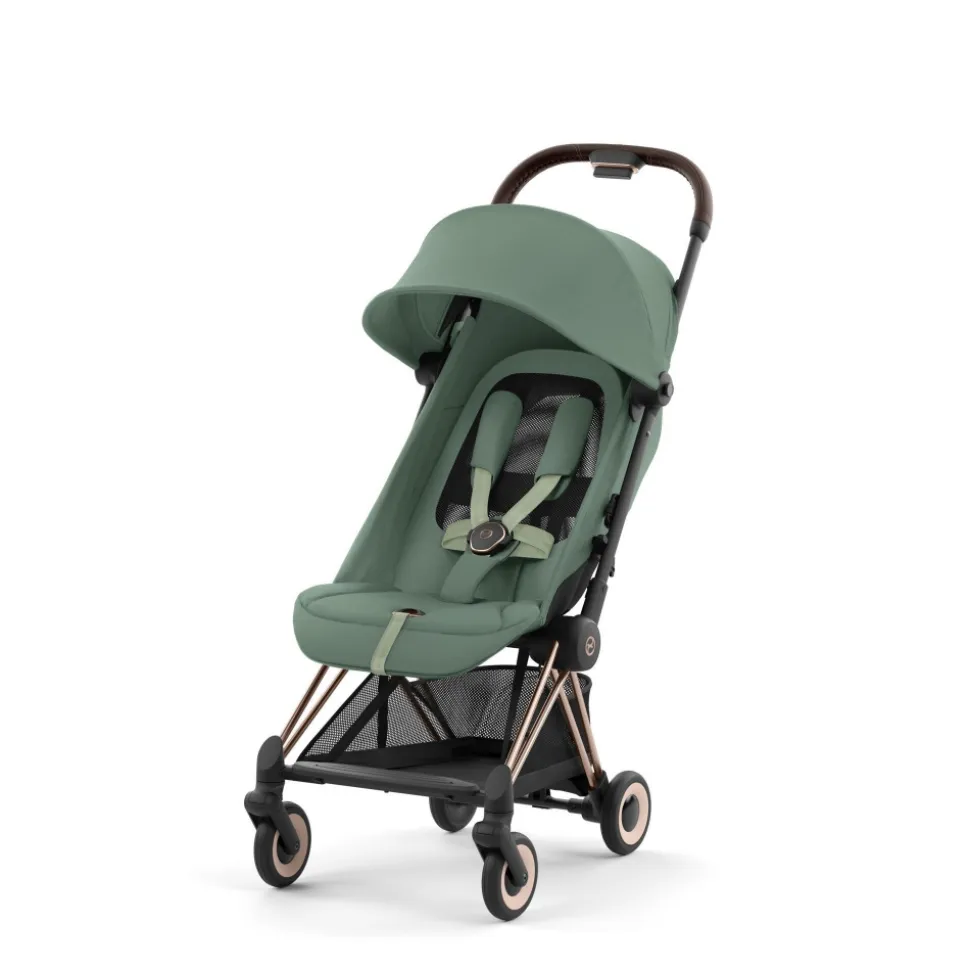 Poussette compacte coya leaf green châssis rosegold
