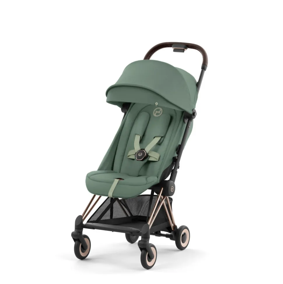 Poussette compacte coya leaf green châssis rosegold