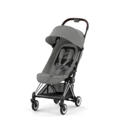 Poussette compacte coya mirage grey châssis chrome brown