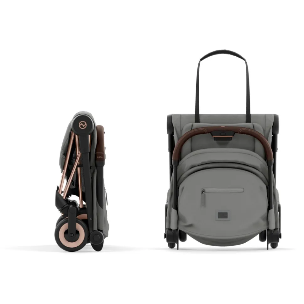 Poussette compacte coya mirage grey châssis rosegold