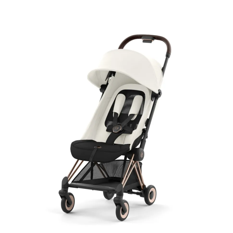 Poussette compacte coya off white châssis rosegold