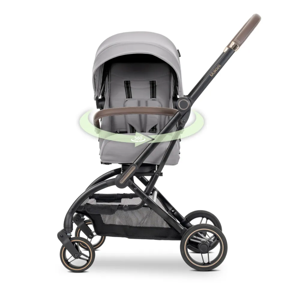 Poussette compacte makaya rotative 360° gris