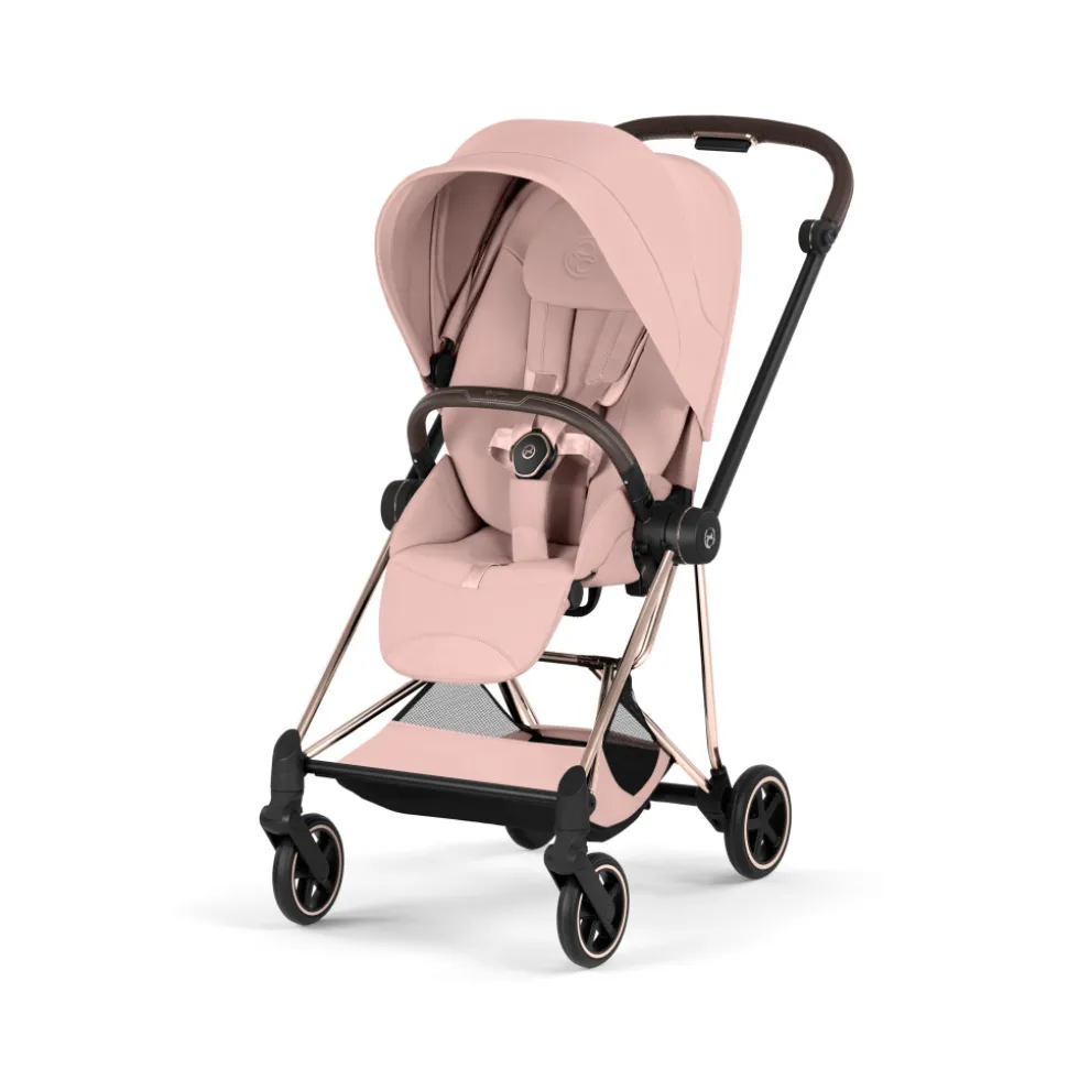 Poussette compacte mios 4 peach pink châssis rosegold