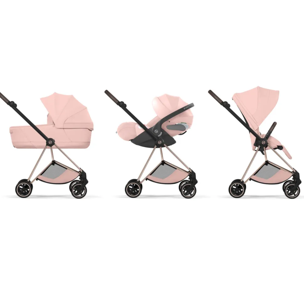 Poussette compacte mios 4 peach pink châssis rosegold