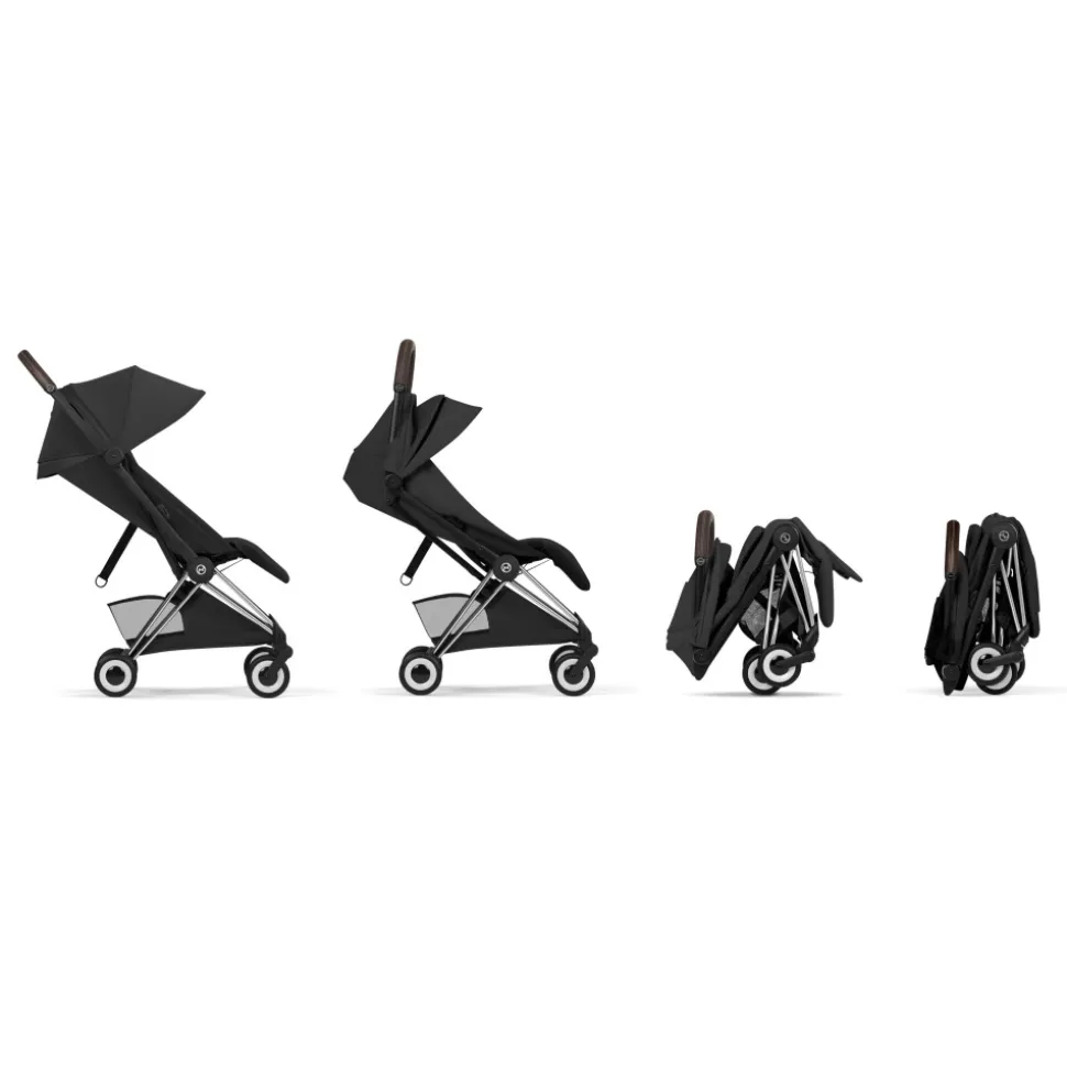 Poussette compacte voyage coya 2 style châssis chrome sepia black