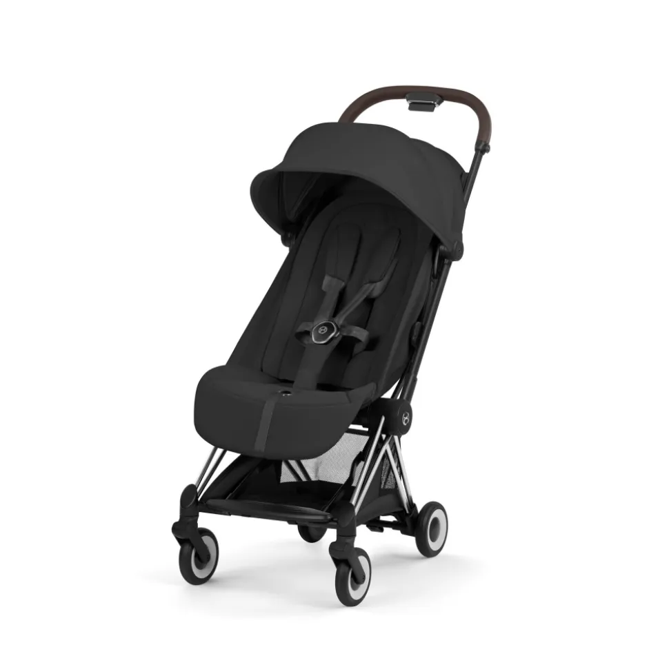 Poussette compacte voyage coya 2 style châssis chrome sepia black