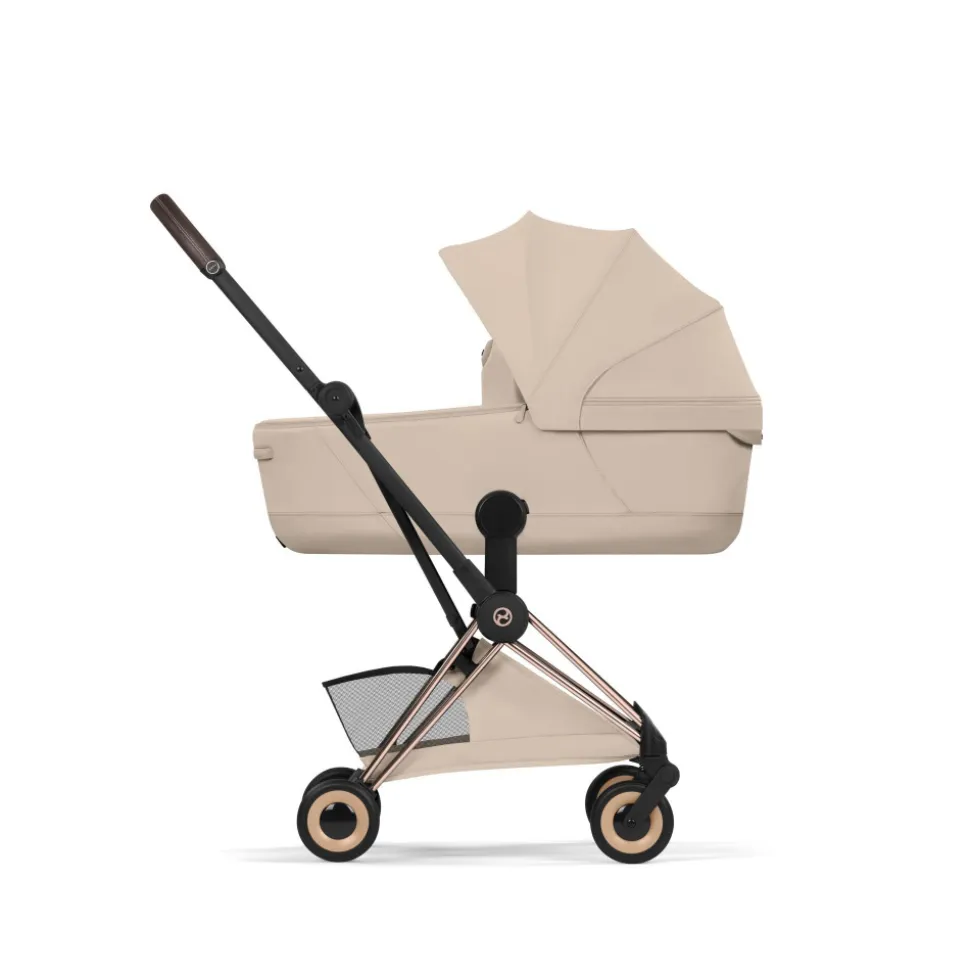 Poussette compacte voyage coya 2 style châssis rosegold cozy beige
