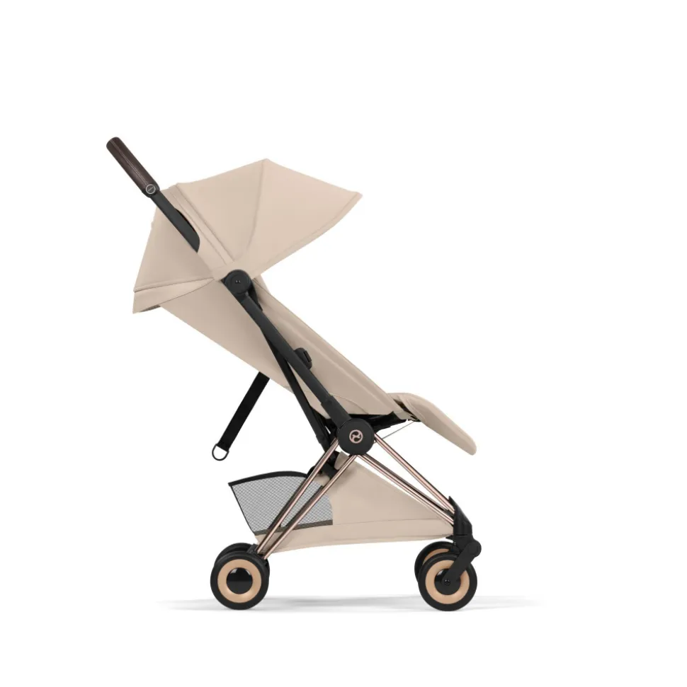 Poussette compacte voyage coya 2 style châssis rosegold cozy beige