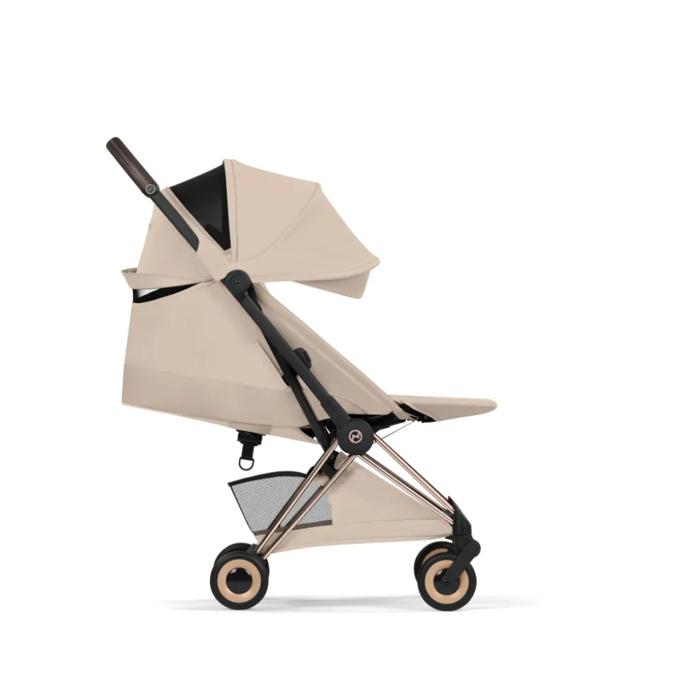 Poussette compacte voyage coya 2 style châssis rosegold cozy beige