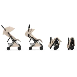 Poussette compacte voyage coya 2 style châssis matt black cozy beige