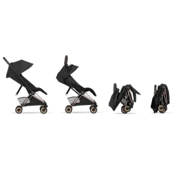 Poussette compacte voyage coya 2 style châssis rosegold sepia black