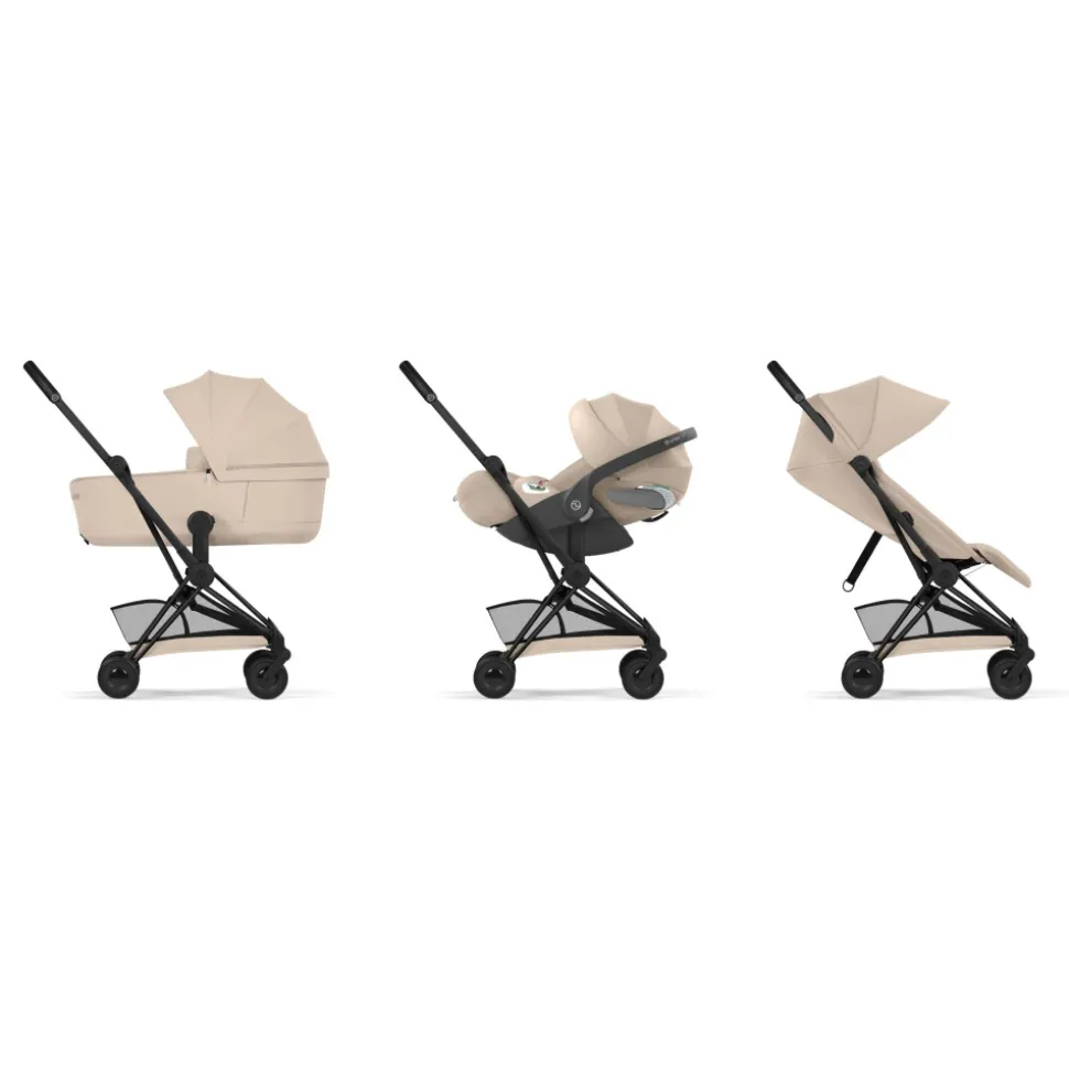 Poussette compacte voyage coya 2 confort châssis matt black cozy beige