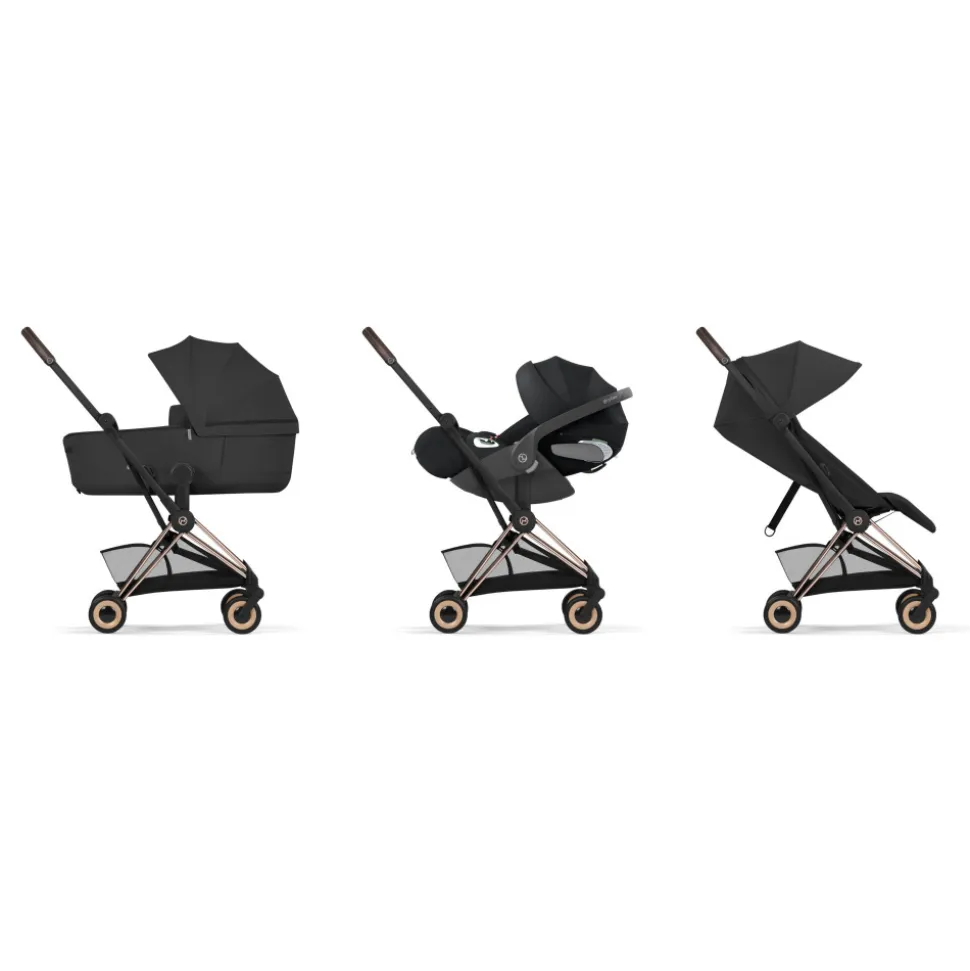 Poussette compacte voyage coya 2 confort châssis rosegold sepia black