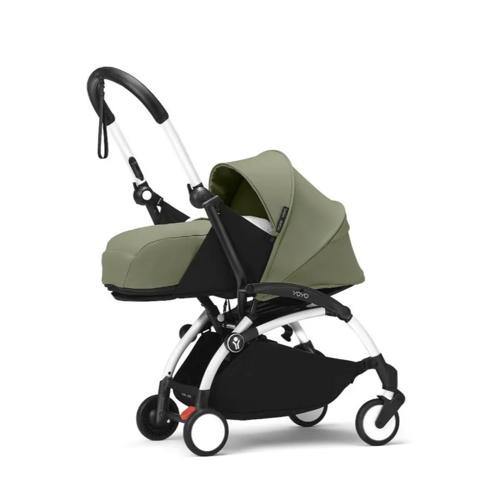 Poussette complète yoyo 3 châssis blanc pack 0+ et 6+ olive