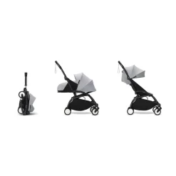 Poussette complète yoyo 3 châssis noir pack 0+ et 6+ stone