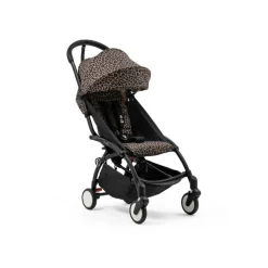 Poussette complète yoyo 3 châssis noir pack 0+ et 6+ leopard / noir
