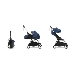 Poussette complète yoyo 3 châssis blanc pack 0+ et 6+ bleu air france