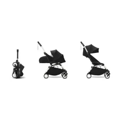 Poussette complète yoyo 3 châssis blanc pack 0+ et 6+ noir