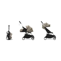 Poussette complète yoyo 3 châssis blanc pack 0+ et 6+ taupe