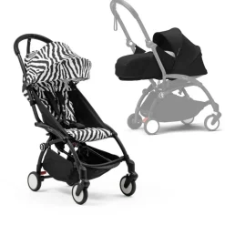 Poussette complète yoyo 3 châssis noir pack 0+ et 6+ zebra / noir