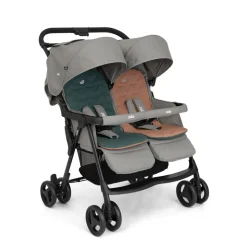 Poussette double aire twin pebble gris