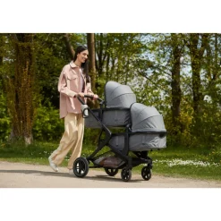 Poussette double atlantic jumeaux melange grey