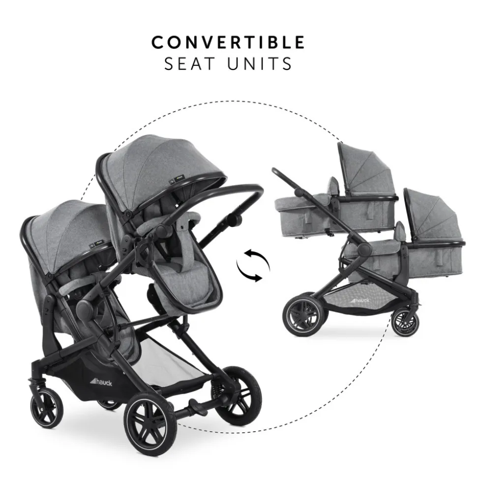 Poussette double atlantic jumeaux melange grey
