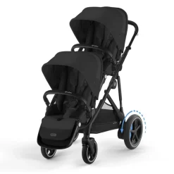 Poussette double e-gazelle s moon black châssis noir