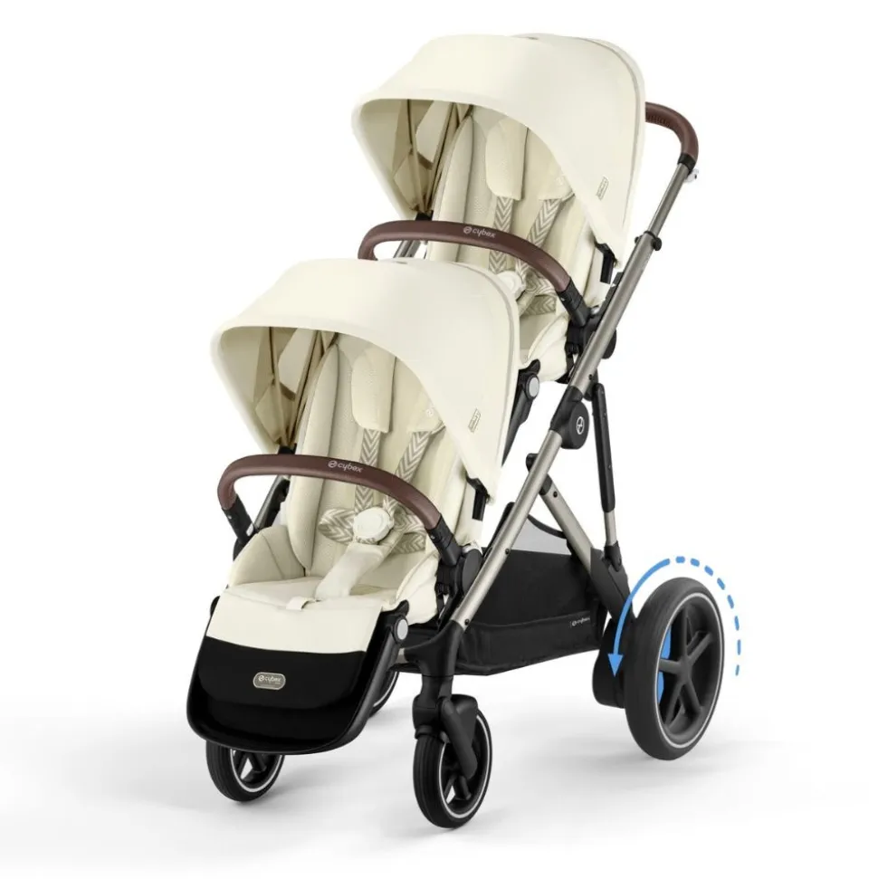 Poussette double e-gazelle s seashell beige châssis taupe
