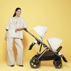 Poussette double gazelle s seashell beige châssis taupe