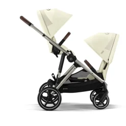 Poussette double gazelle s seashell beige châssis taupe