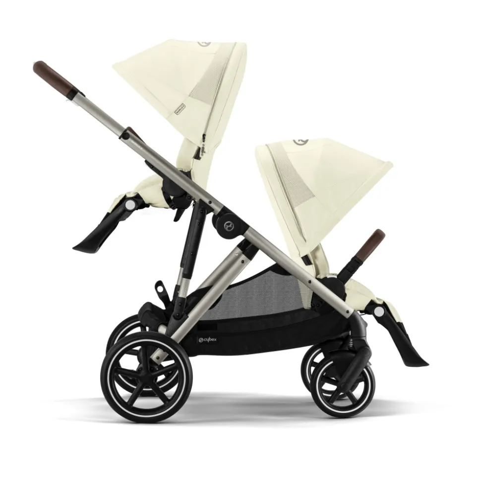 Poussette double gazelle s seashell beige châssis taupe