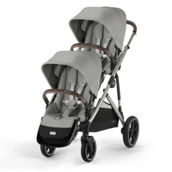 Poussette double gazelle s stone grey châssis silver