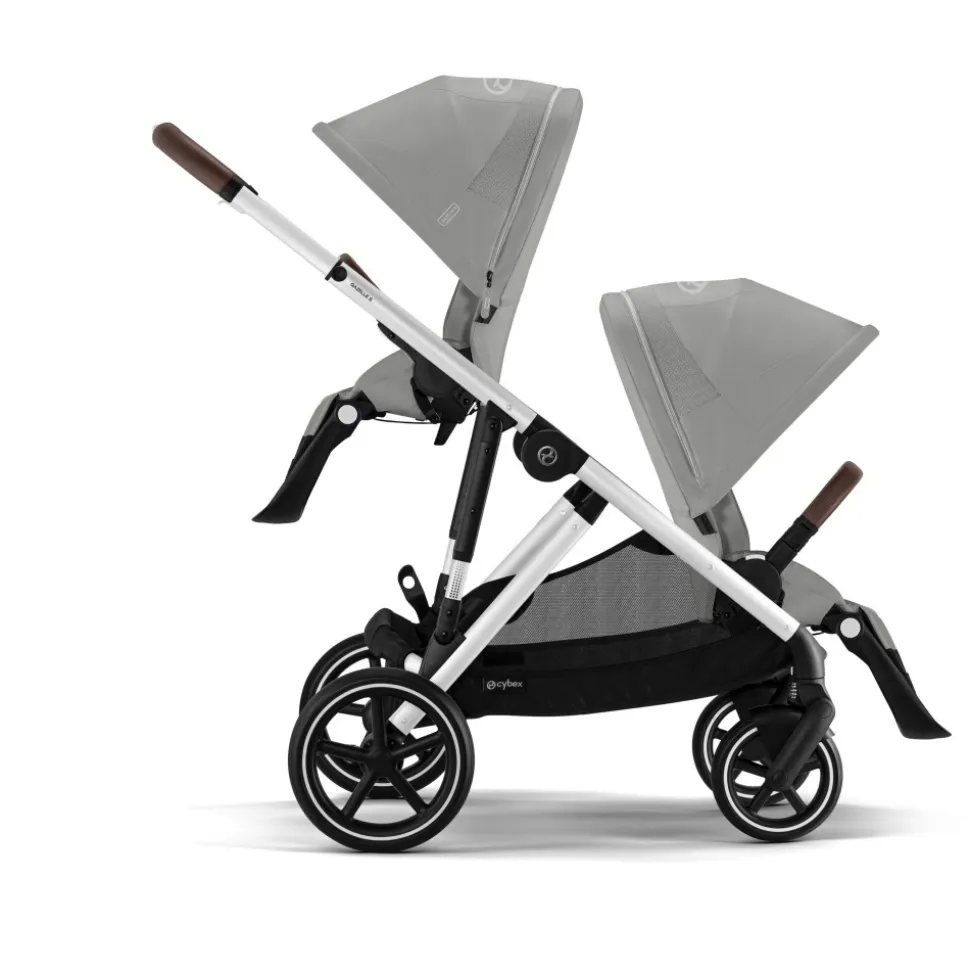 Poussette double gazelle s stone grey châssis silver