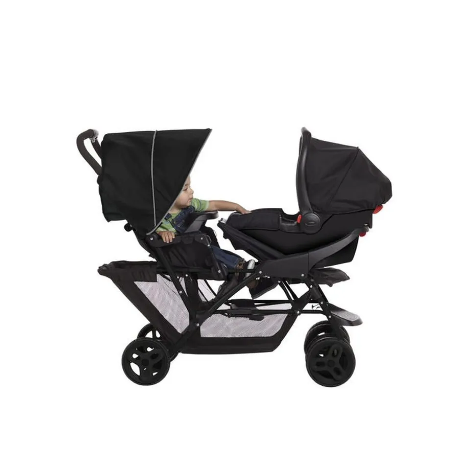 Poussette double stadium black grey