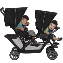 Poussette double stadium black grey