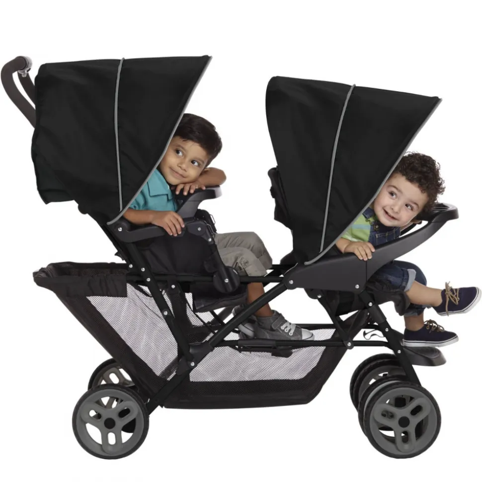 Poussette double stadium black grey