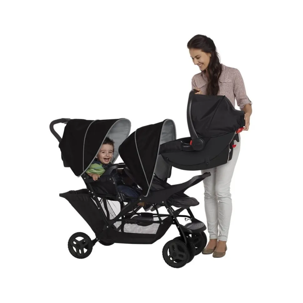Poussette double stadium black grey