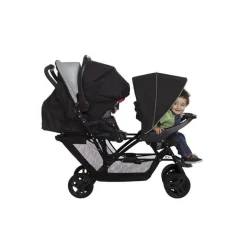 Poussette double stadium black grey