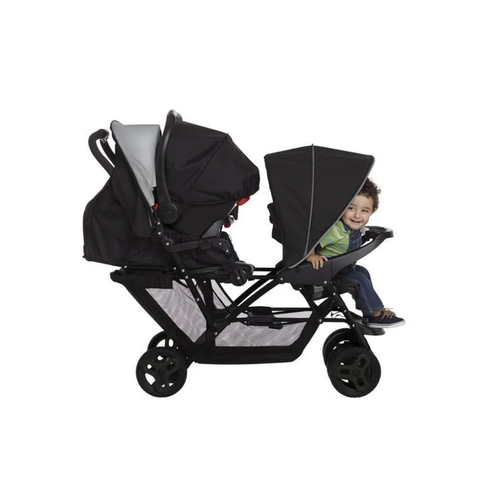 Poussette double stadium black grey