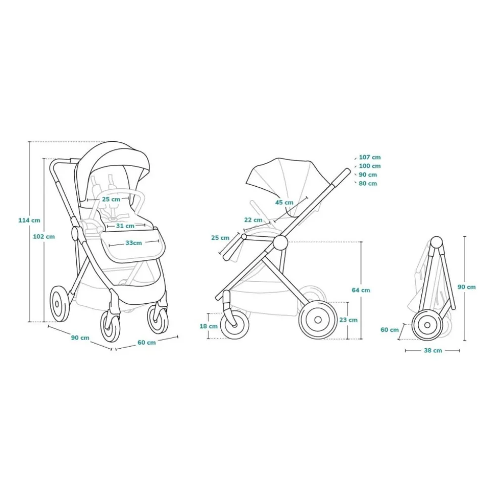 Poussette duo amber + nacelle grey stone