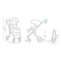 Poussette duo amber + nacelle grey graphite