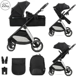 Poussette duo aspen nacelle + assise noir