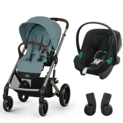 Poussette duo balios s lux 3 stormy blue + siège auto aton b2 i-size