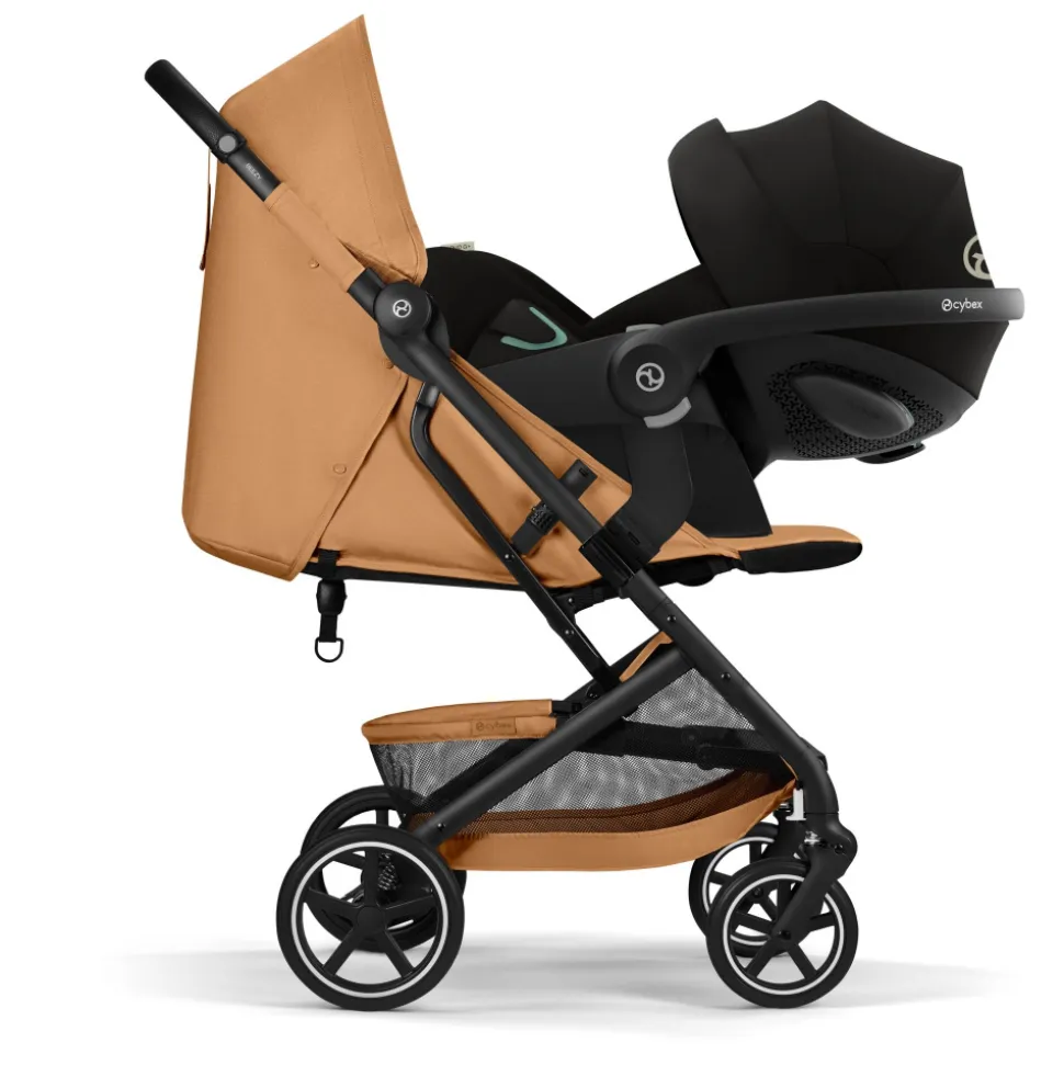 Poussette duo beezy 4 compacte cinnamon yellow avec siège auto aton b2 i-size
