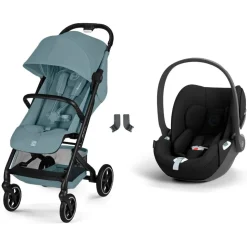 Poussette duo beezy 4 compacte stormy blue avec siège auto cloud t i-size