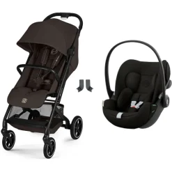 Poussette duo beezy 4 compacte chocolate brown avec siège auto cloud g i-size