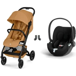 Poussette duo beezy 4 compacte cinnamon yellow avec siège auto cloud t i-size