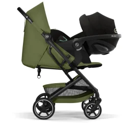Poussette duo beezy 4 compacte moss green avec siège auto aton b2 i-size