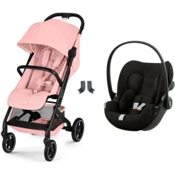 Poussette duo beezy 4 compacte candy pink avec siège auto cloud g i-size
